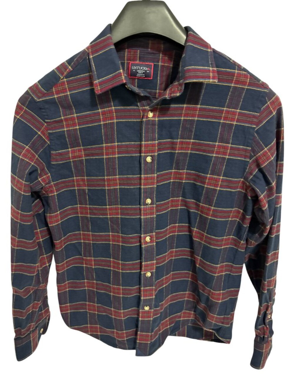 UNTUCKit Long Sleeve Button Flannel Shirt Men’s Medium Slim Fit Blue Red Check